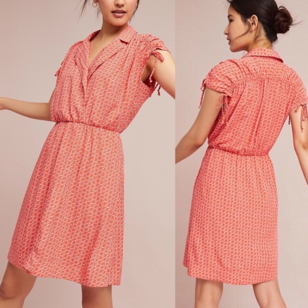 Anthro Maeve Carlotta Ruched Shirtdress Size XS